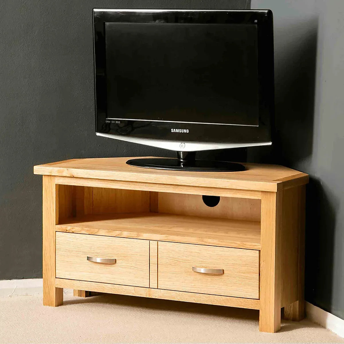 London Oak Corner TV Unit Fully Assembled Roseland Home-Furniture Kingdom